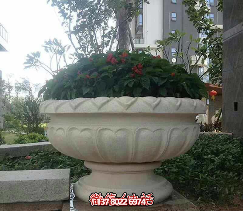 精美巨型大理石石雕花盆雕塑，讓你的別墅街道更加精彩