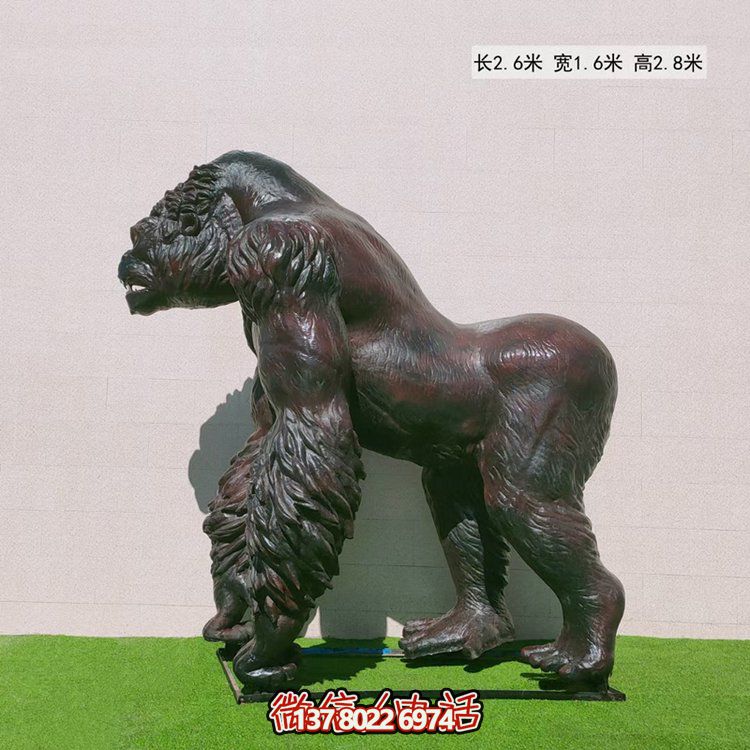 玻璃鋼仿真大猩猩動(dòng)物雕塑，點(diǎn)綴游樂園游樂擺放