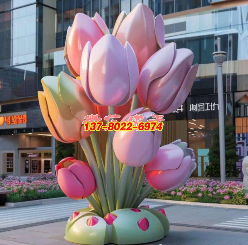 郁金花簇煥彩城央 —— 不銹鋼景觀雕塑的浪漫商業地景敘事